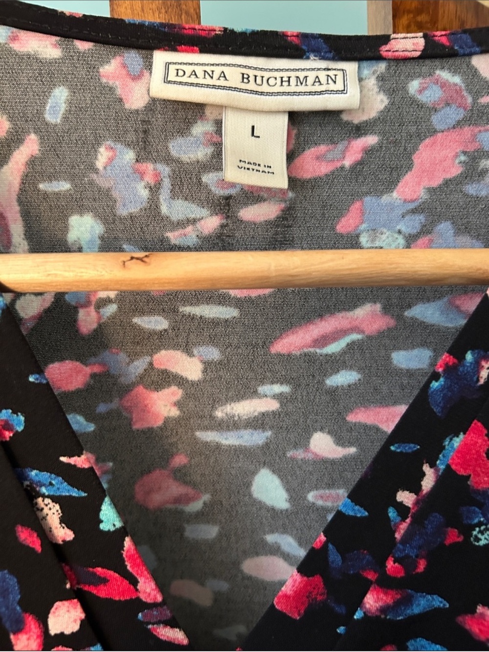Dana Buchman Black Mini Skirt with Pink, Red & Blue Floral Speckle - Picture 4 of 5